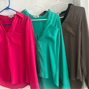 Express Pink and Black Mandarin Collar Blouse